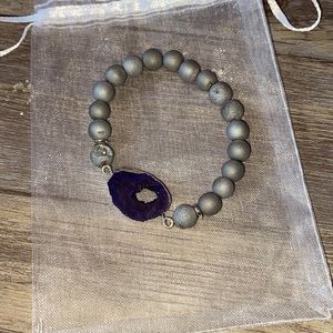 Purple and Silver Gem Beacelet